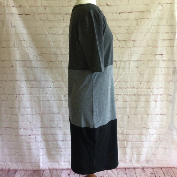 LuLaRoe Julia Black and Gray Striped Dress NWT - Size Medium - Picture 4 of 9